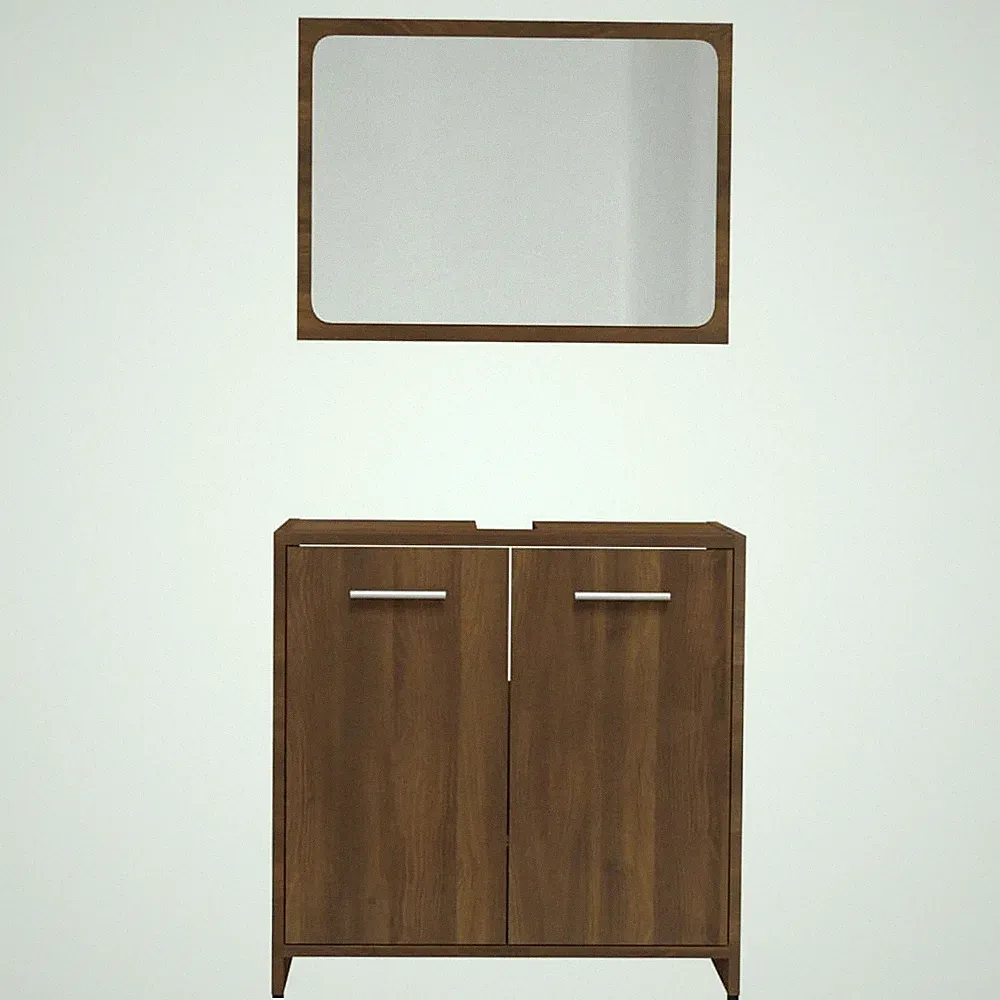 2 in 1 Modern Badmöbel Set Badezimmer Möbel Bad Schrank Spiegel Unterschrank Neu