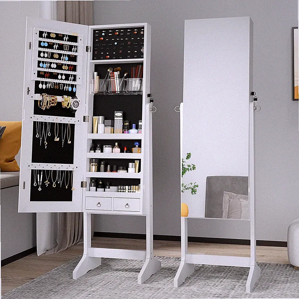 2 in 1 Schmuckschrank Spiegelschrank Standspiegel Ganzkörperspiegel Hängeschrank