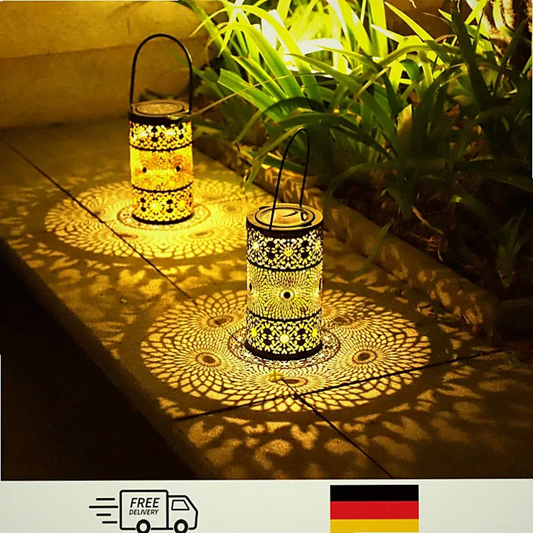 2 Stück Solarlaterne Außen Metall Wetterfest Solarlampen Gartendeko