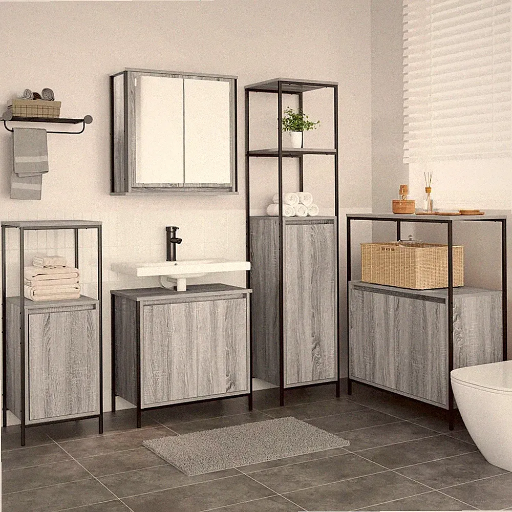 2-teiliges Badezimmermöbel-Set, Holzwerkstoff, Toilettenschrank vidaXL
