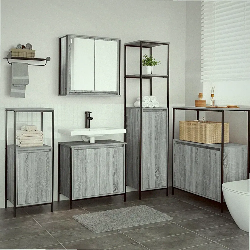 2-teiliges Badezimmermöbel-Set, Holzwerkstoff, Toilettenschrank vidaXL