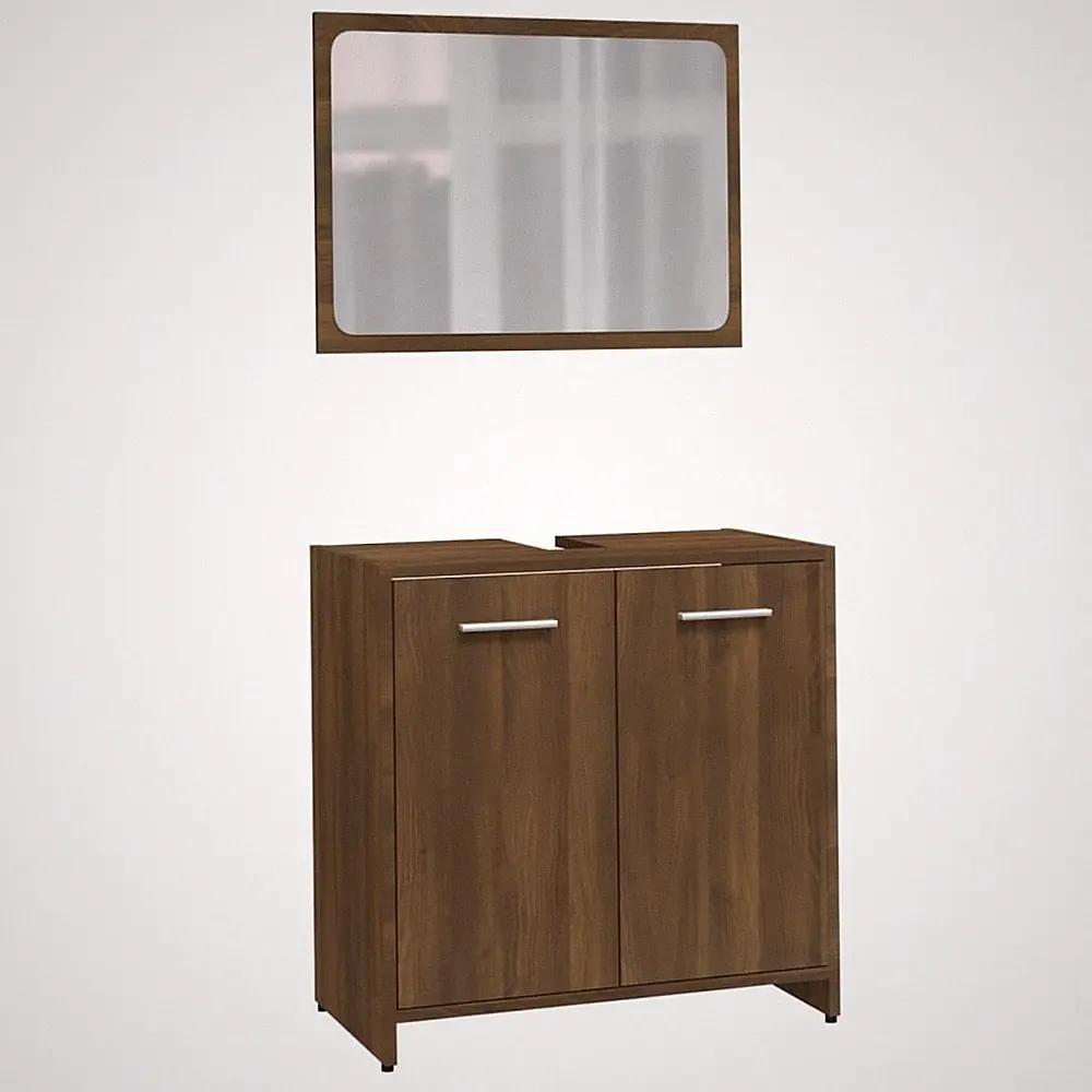 2er Badmöbel Set Spiegel Waschbeckenuunterschrank Badezimmerschrank Badschrank