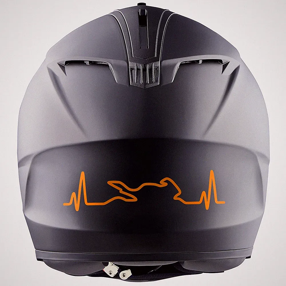 2er Set Bike Aufkleber Herzschlag Neon Orange 12x3cm Motorrad Auto Helm K158