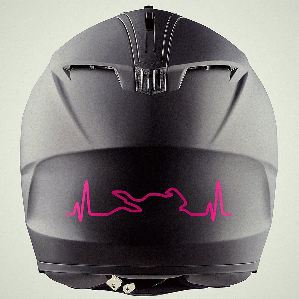 2er Set Bike Aufkleber Herzschlag Neon Pink 12x3cm Motorrad Auto Helm K158
