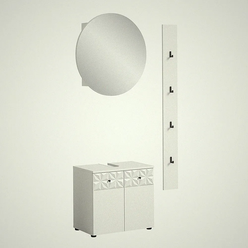 3-teilige Badkombination PRISMA - weiß - 91 cm