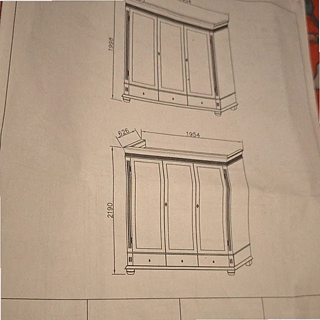 3-türiger Kleiderschrank helles Holz mit Spiegel 3 Schubladen 200x200x50