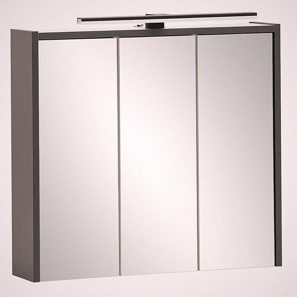 3D-Spiegelschrank - anthrazit - mit LED-Beleuchtung - 65 cm breit