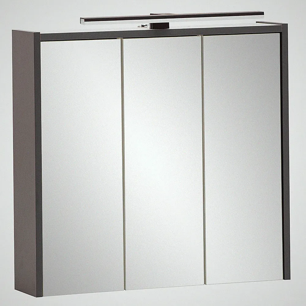 3D-Spiegelschrank - anthrazit - mit LED-Beleuchtung - 65 cm breit