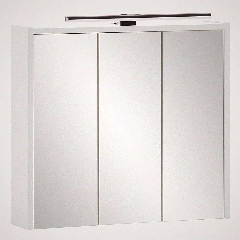 3D-Spiegelschrank - mattweiß - mit LED-Beleuchtung - 65 cm breit