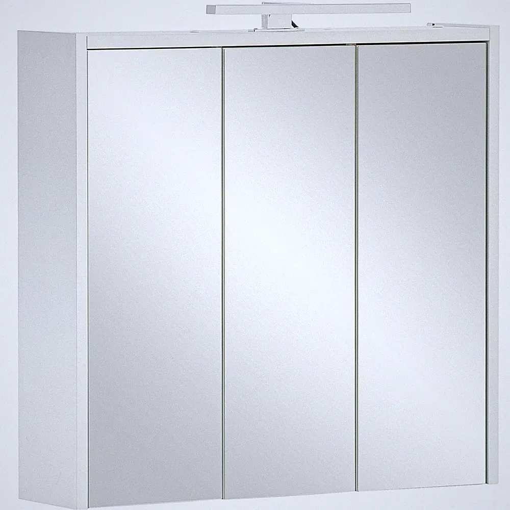 3D-Spiegelschrank - weiß matt - Aufsatzleuchte - 65 cm