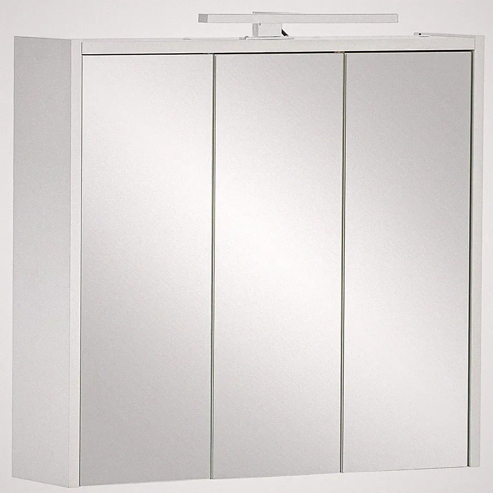 3D-Spiegelschrank - weiß matt - Aufsatzleuchte - 65 cm