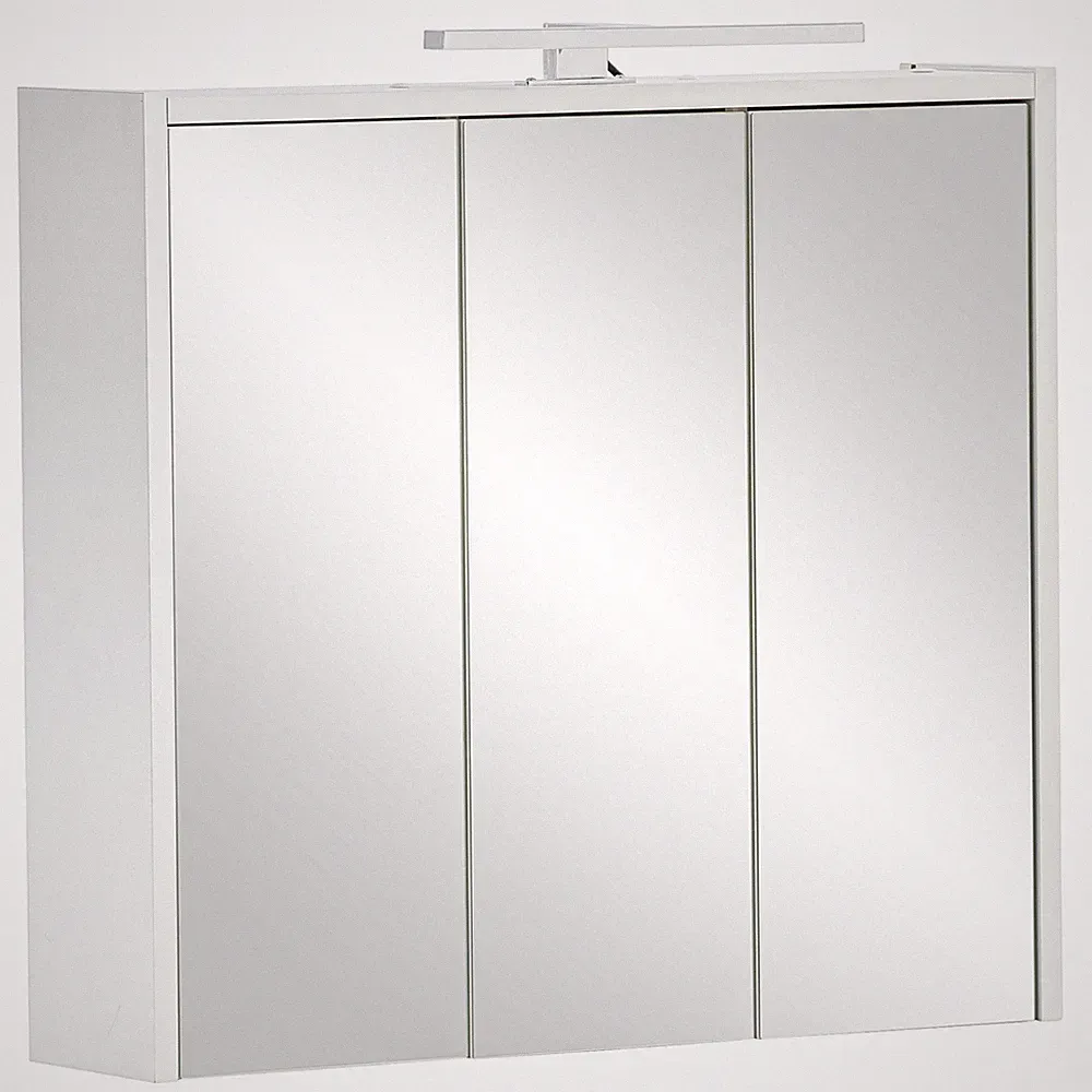 3D-Spiegelschrank - weiß matt - Aufsatzleuchte - 65 cm