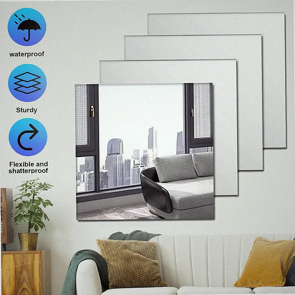 4 Stück Ganzkörperspiegel Acryl Klebespiegel Spiegelfolie Wandspiegel Türspiegel