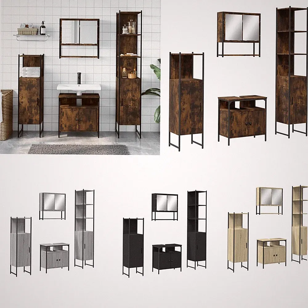4-tlg. Badmöbel-Set Badezimmer Badschrank Spiegelschrank Waschbeckenunterschrank