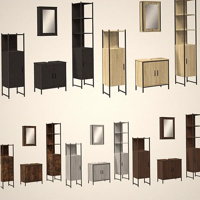 4-tlg. Badmöbel Set Spiegelschrank Unterschrank Badschrank Badezimmermöbel