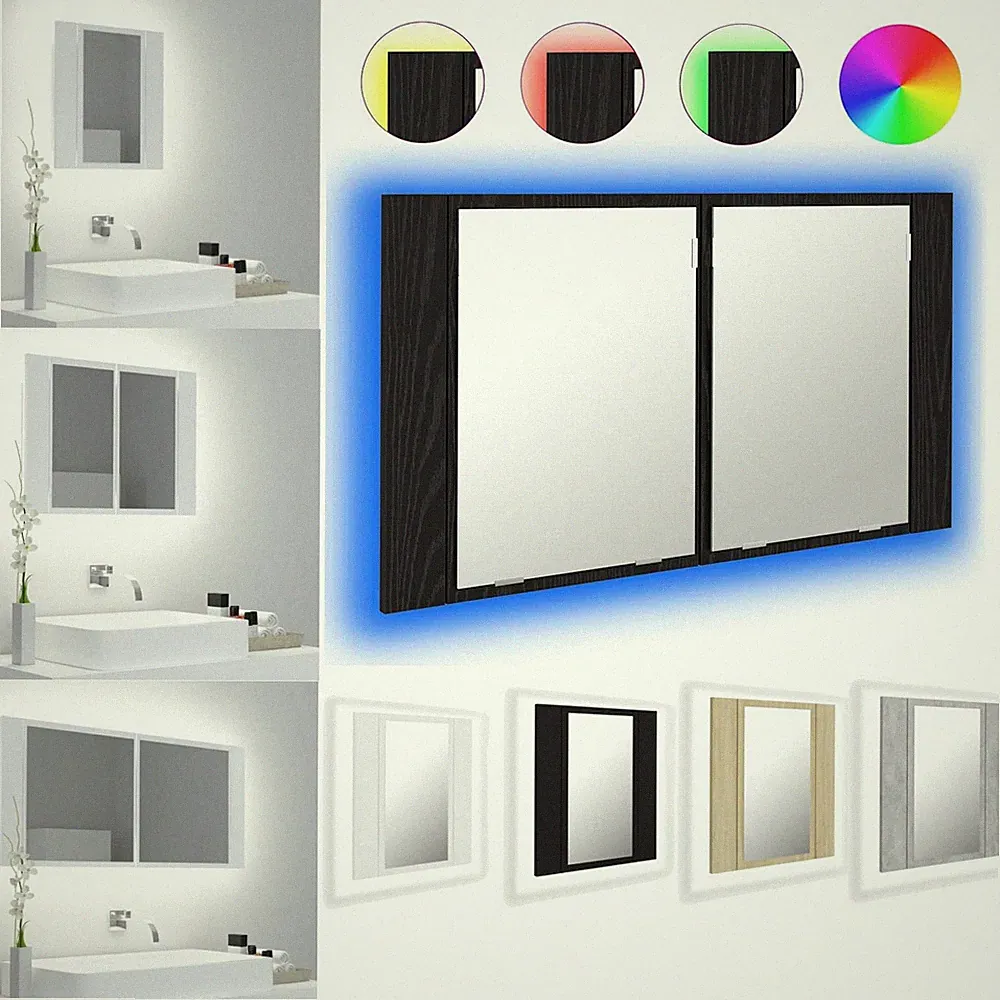 40/60/80/90/100cm LED Bad Spiegelschrank Spiegel Badschrank Badezimmerschrank