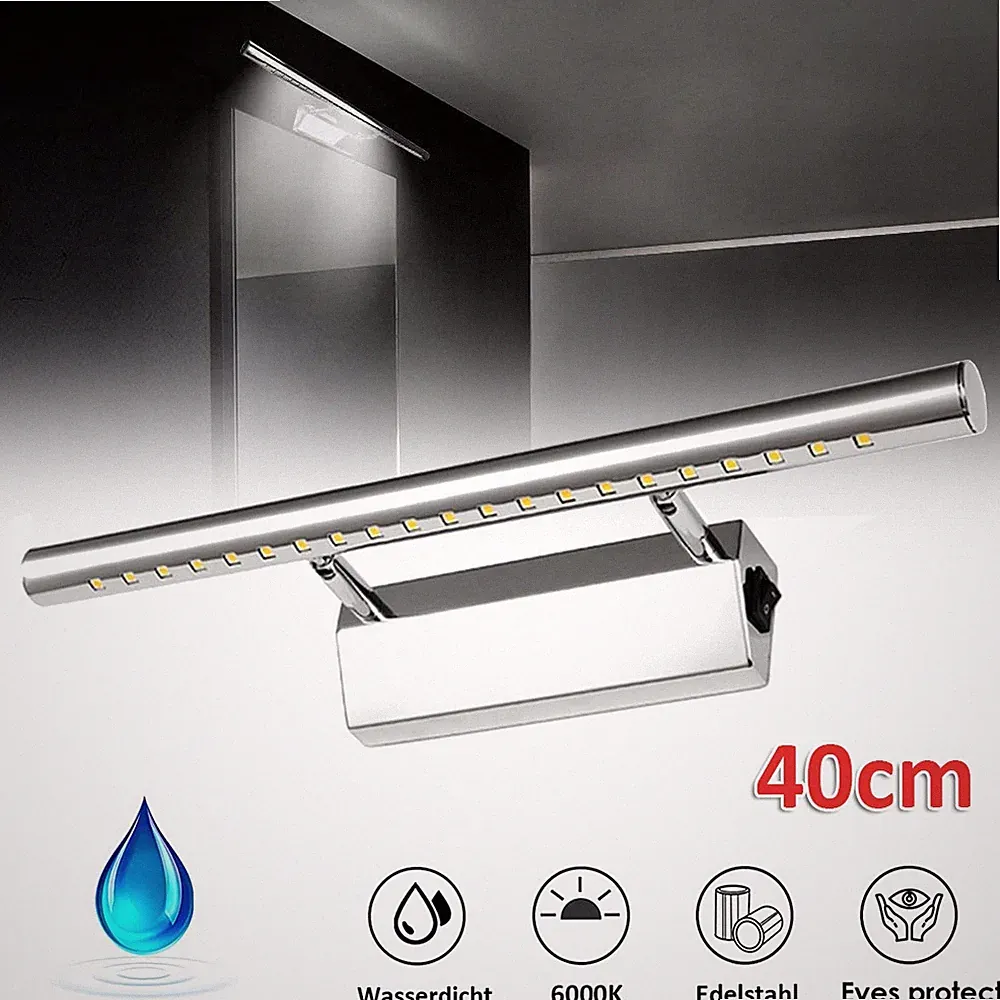 40cm LED Wandleuchte Badezimmer Edelstahl Spiegelleuchte Badleuchte Aufbaulampe