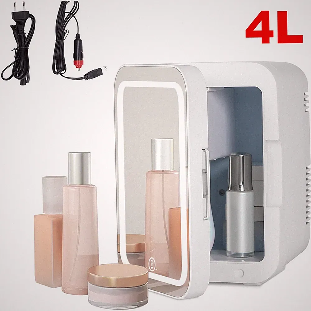4L Mini Kühlschrank Warmhaltebox Kühlbox 12V 240V mit LED-Lichtspiegel Camping
