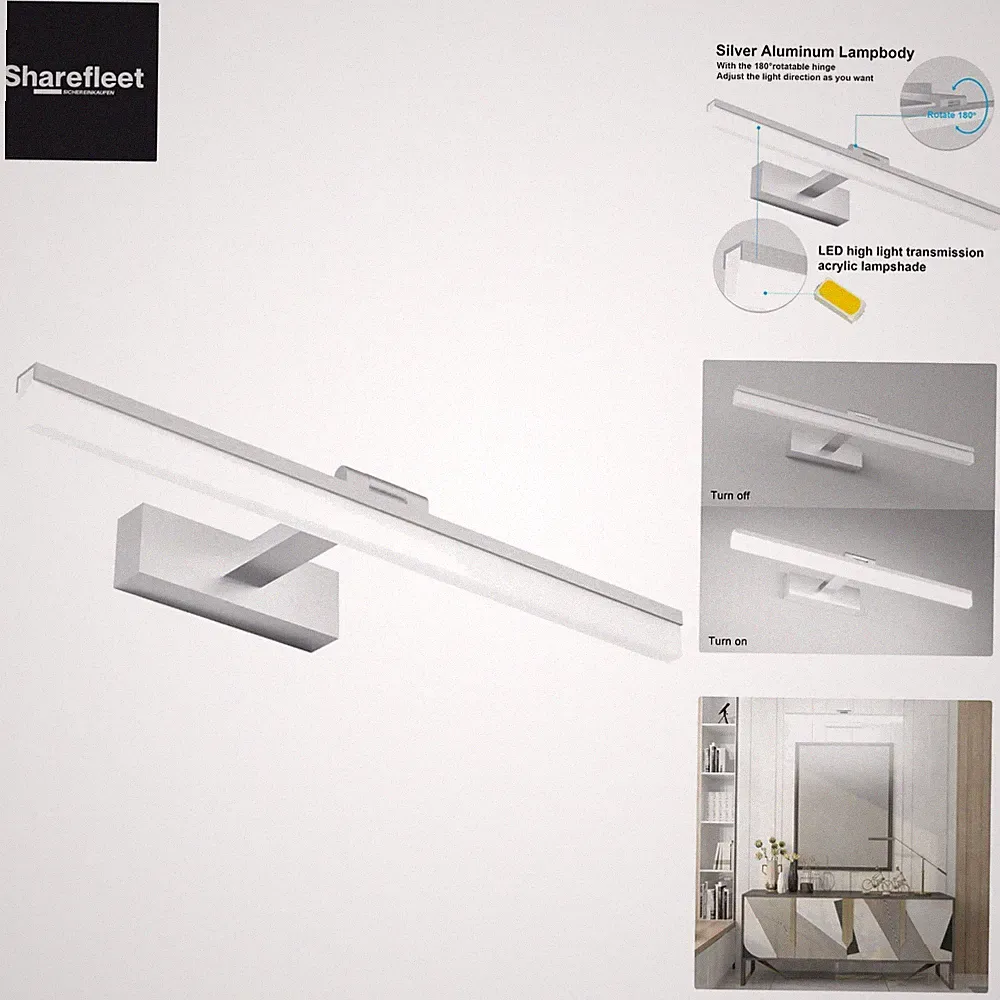 50CM LED Spiegellampe 16W, 180° Rotierbar, Einfach zu Installieren
