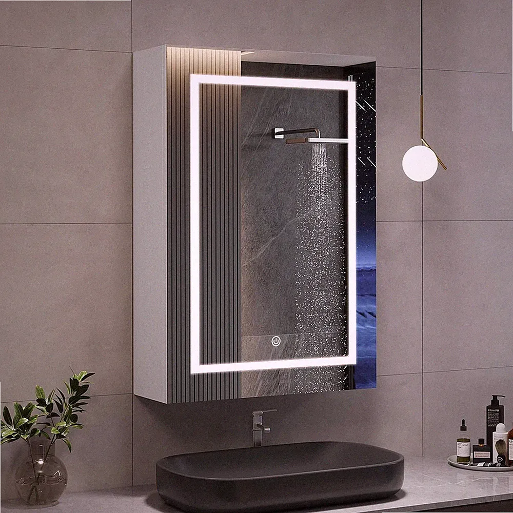 50x70cm Spiegelschrank mit LED Beleuchtung Badspiegel Wandschrank 3 Lichtfarben
