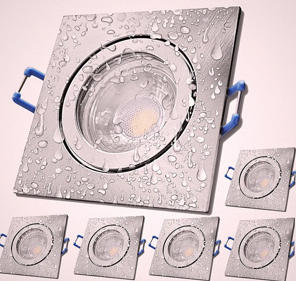 6 Stück LED Decken Einbauleuchten 230V 5W 400lm Neutralweiß IP44 Bad Dusche Küch