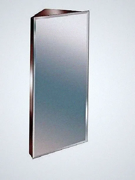 600 mm Edelstahl Spiegel Badezimmer Eckschrank abgeschrägte Kante wendbar