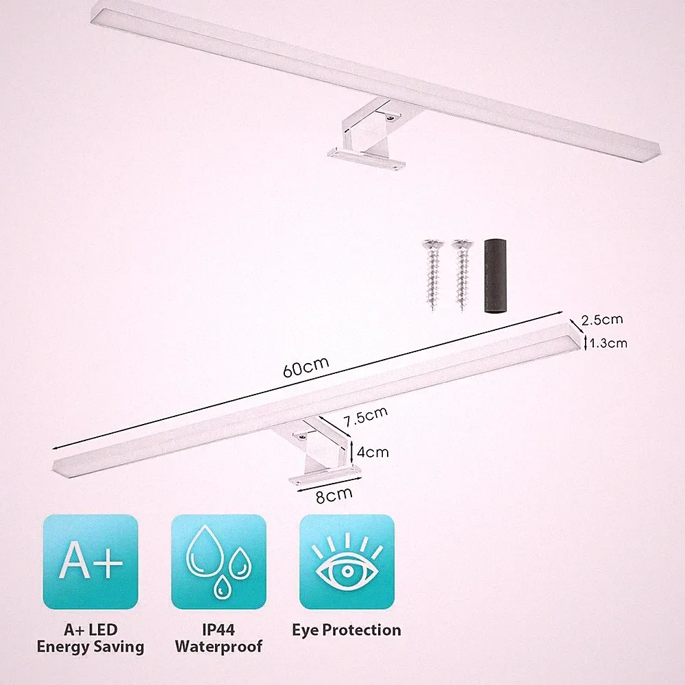 60cm LED Spiegelleuchte Schminklicht Bad Beleuchtung Badezimmer Aufbaulampe Wand