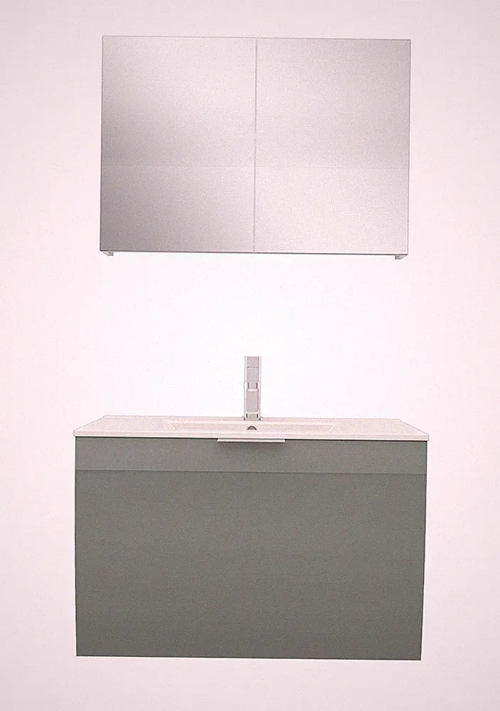 AcquaVapore Badmöbel Set Gently 1 V1 Weiß/Grau MDF Waschtisch 80cm