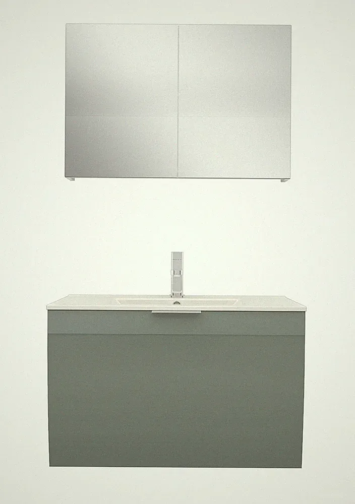 AcquaVapore Badmöbel Set Gently 1 V1 Weiß/Grau MDF Waschtisch 80cm