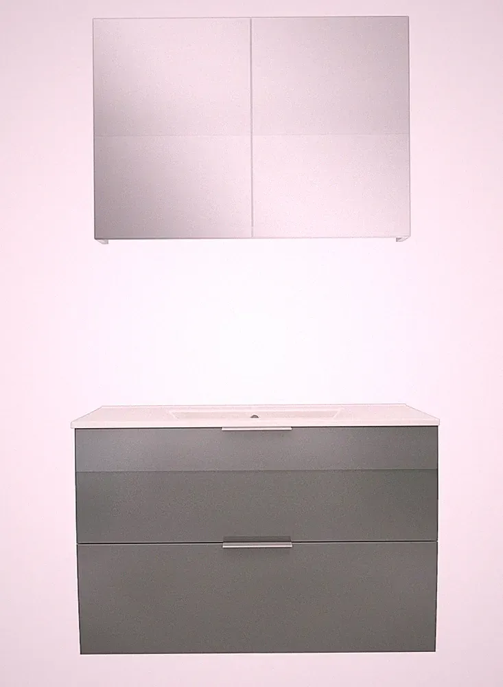 AcquaVapore Badmöbel Set Gently 2 V1 Weiß/Grau MDF Waschtisch 80cm