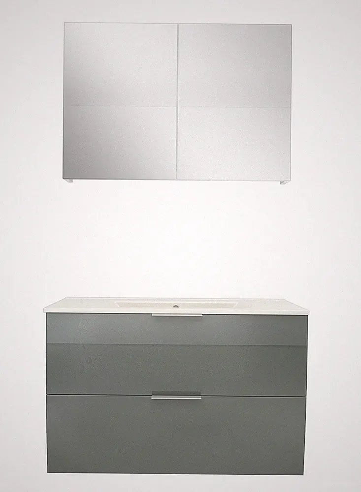 AcquaVapore Badmöbel Set Gently 2 V1 Weiß/Grau MDF Waschtisch 80cm