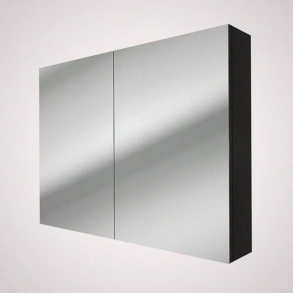 AcquaVapore Spiegelschrank Badspiegel Badezimmer Spiegel City 100cm schwarz