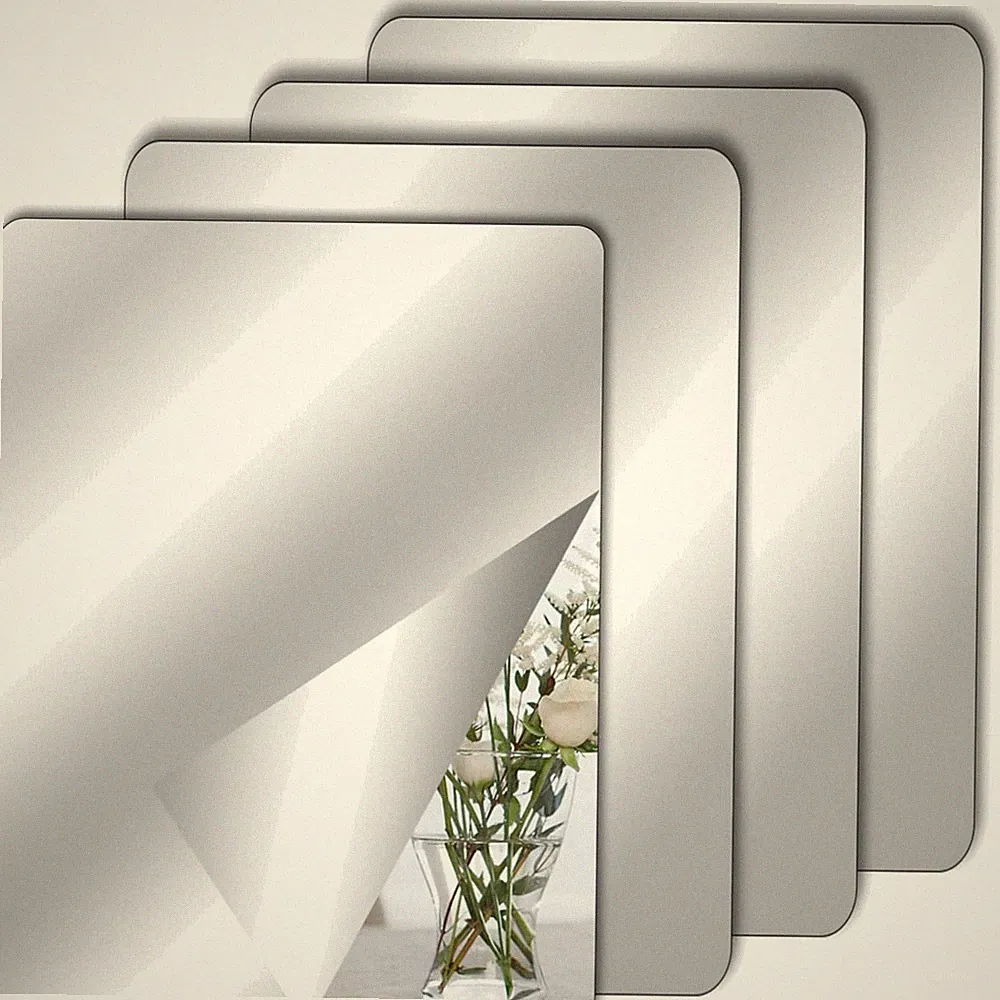 Acrylspiegel Aufkleber, 30 x 20 cm, 4er Pack, Selbstklebende Fliesenspiegel,...