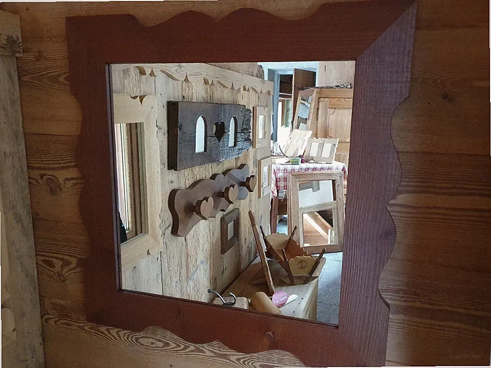 ALTER HOLZSPIEGEL - HANDWERKER SCHREINERWARE - 60x60 cm