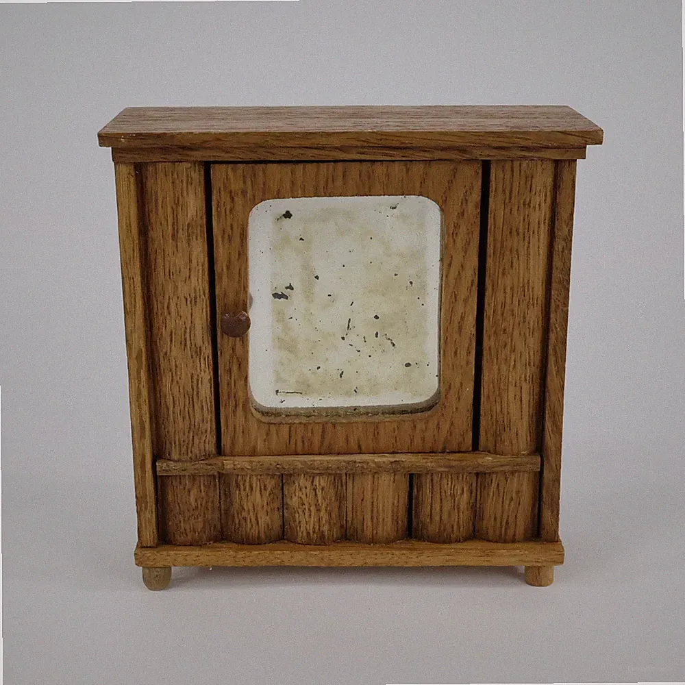 Altes Puppenstuben Holz Puppenmöbel Modellmöbel Spiegelschrank Schrank (50)