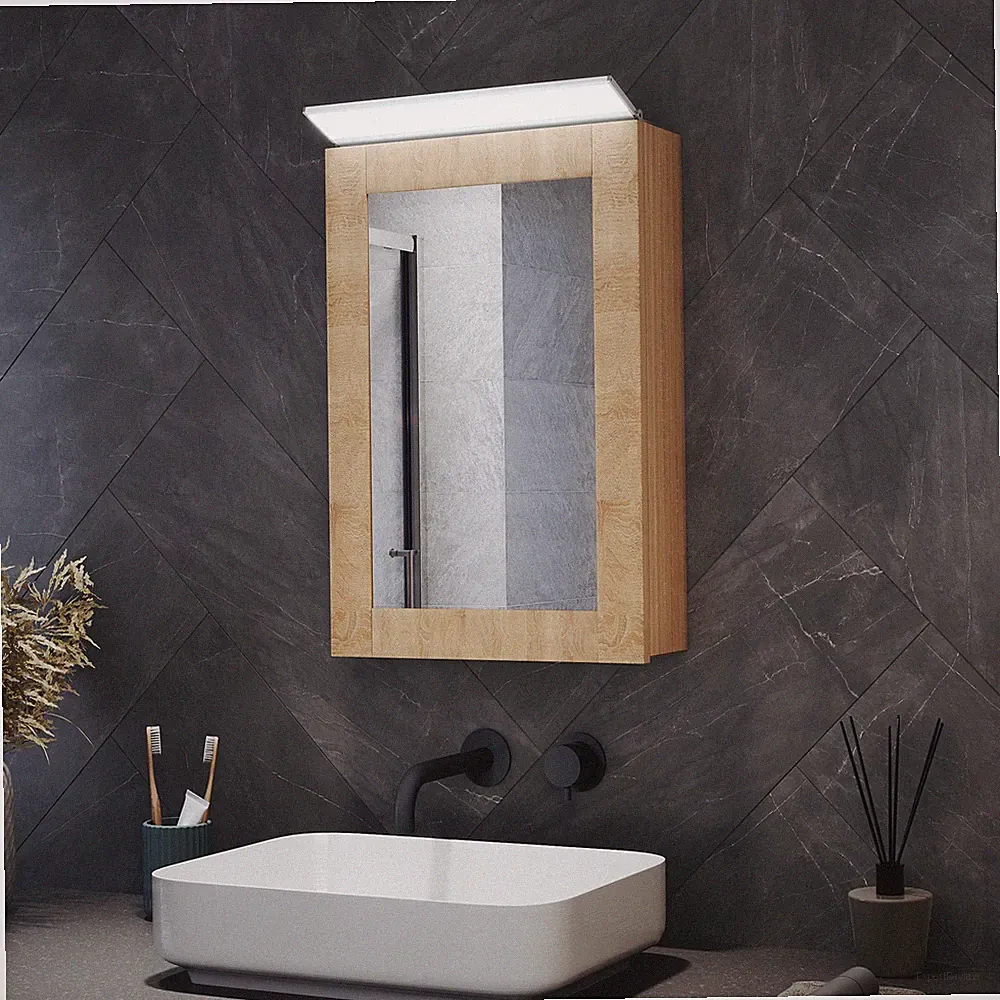 Alu Spiegelleuchte LED Badleuchte Winkelverstellbare Wandschalter Kaltweiß 35cm
