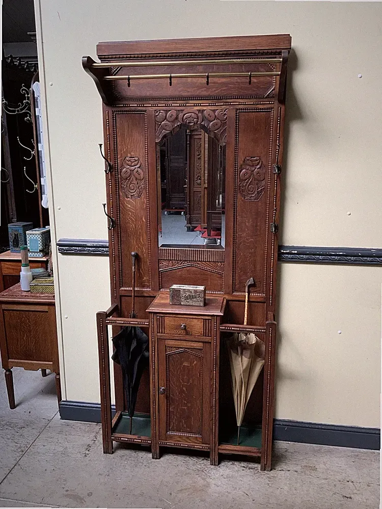 Antike Art Deco Garderobe mit Schrank, Schub - Traumhaft - Lieferung möglich!