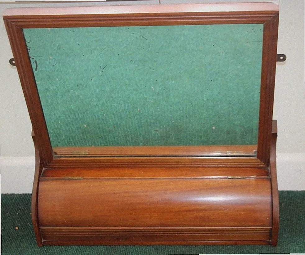 Antiker viktorianischer / edwardianischer Mahagoni Wandspiegel mit Handschuhfach, Schlüssel, Schrank