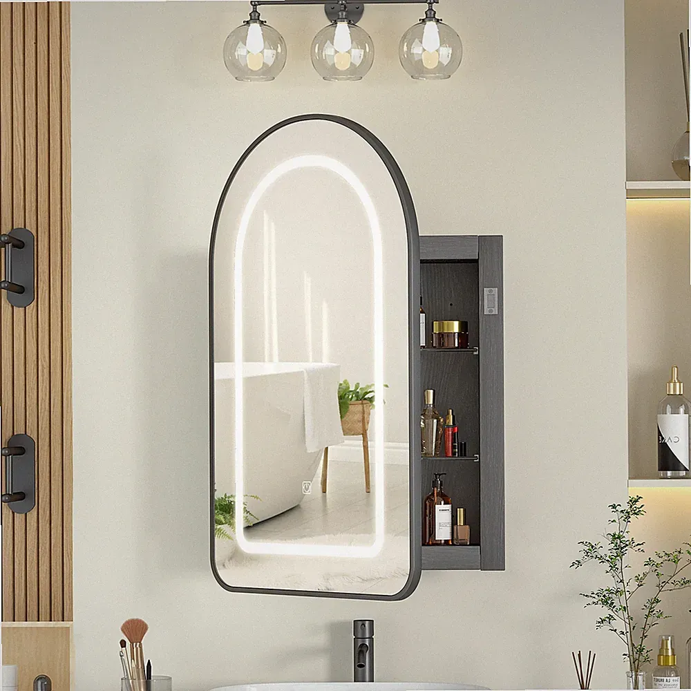 Arch LED Badezimmerspiegelschrank mit Beleuchtung 68x42cm dimmbar 3 Lichtfarben