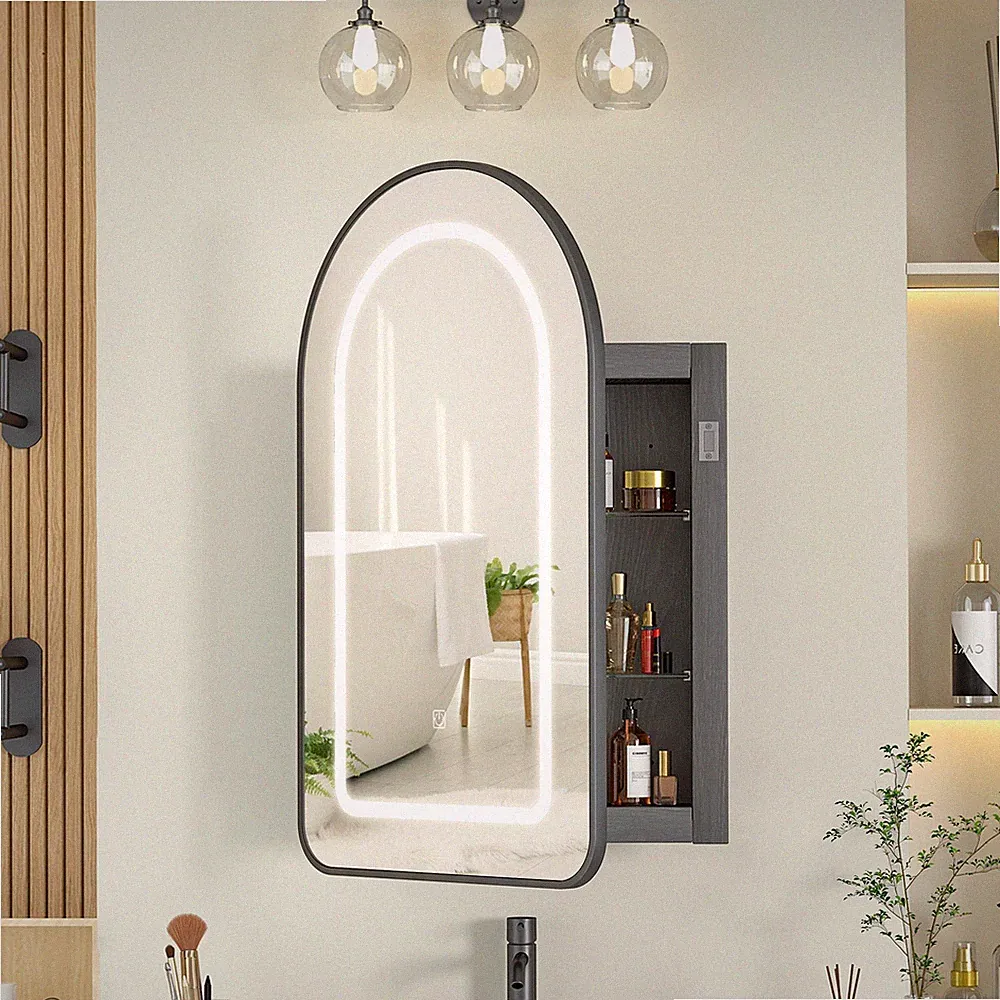 Arch LED Badezimmerspiegelschrank mit Beleuchtung 68x42cm dimmbar 3 Lichtfarben