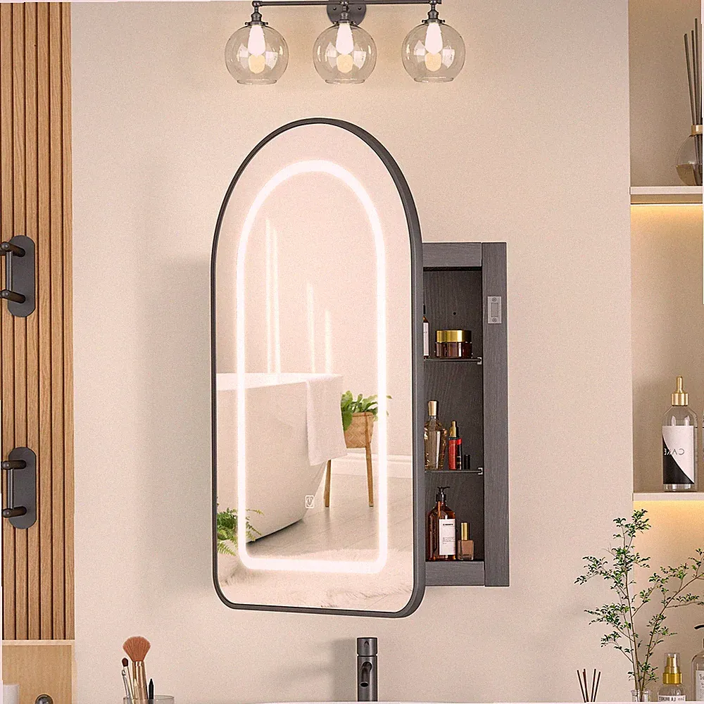Arch LED Badezimmerspiegelschrank mit Beleuchtung 80x50cm dimmbar 3 Lichtfarben