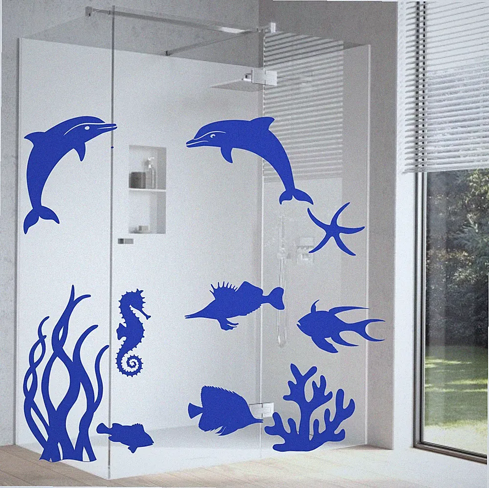 Aufkleber Delphin Unterwasserwelt Badezimmer Dekoaufkleber Wandtattoo Bad Dusche