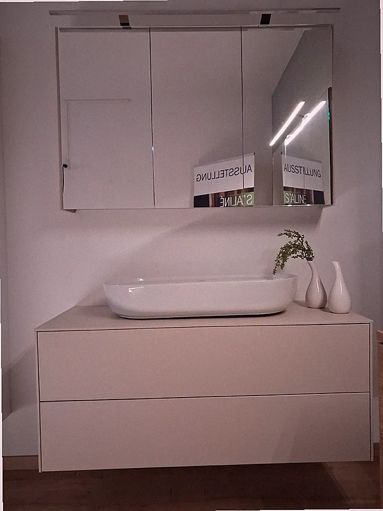 Aufsatzbecken Duravit Luv 80cm mit Badmöbel 120cm in Champagner Matt, pass. zu