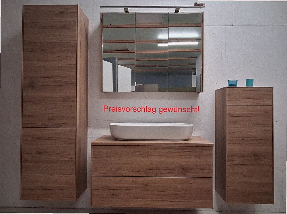 Aufsatzbecken Duravit LUV 80cm und Badmöbel in Eiche Sanremo Classic pass, zu