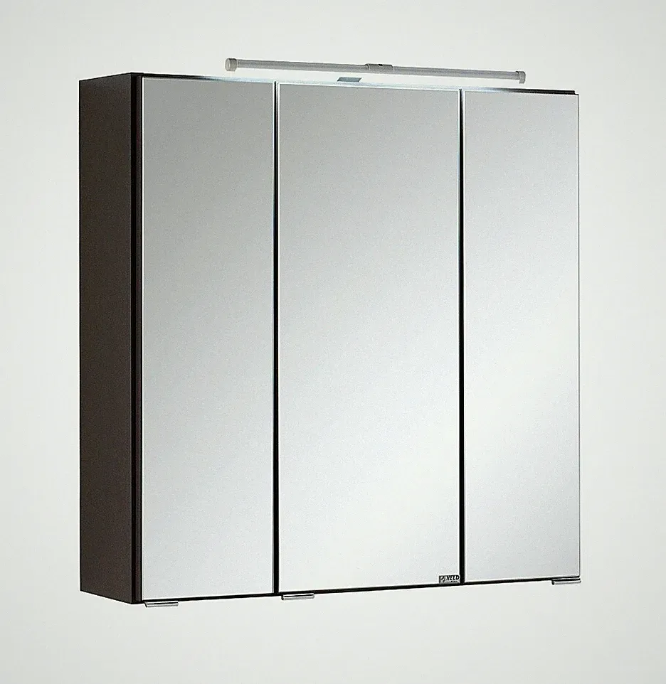 Bad 3D Spiegelschrank Bologna in Graphitgrau mit LED Aufbauleuchte