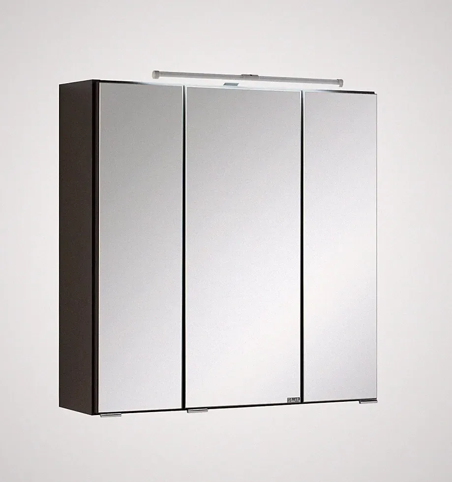 Bad 3D Spiegelschrank Cardiff in Grau mit LED Aufbauleuchte