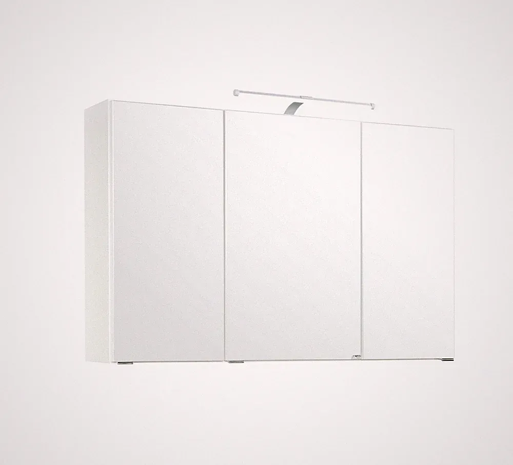 Bad 3D Spiegelschrank Florida in Weiß 100 cm breit mit LED Aufbauleuchte