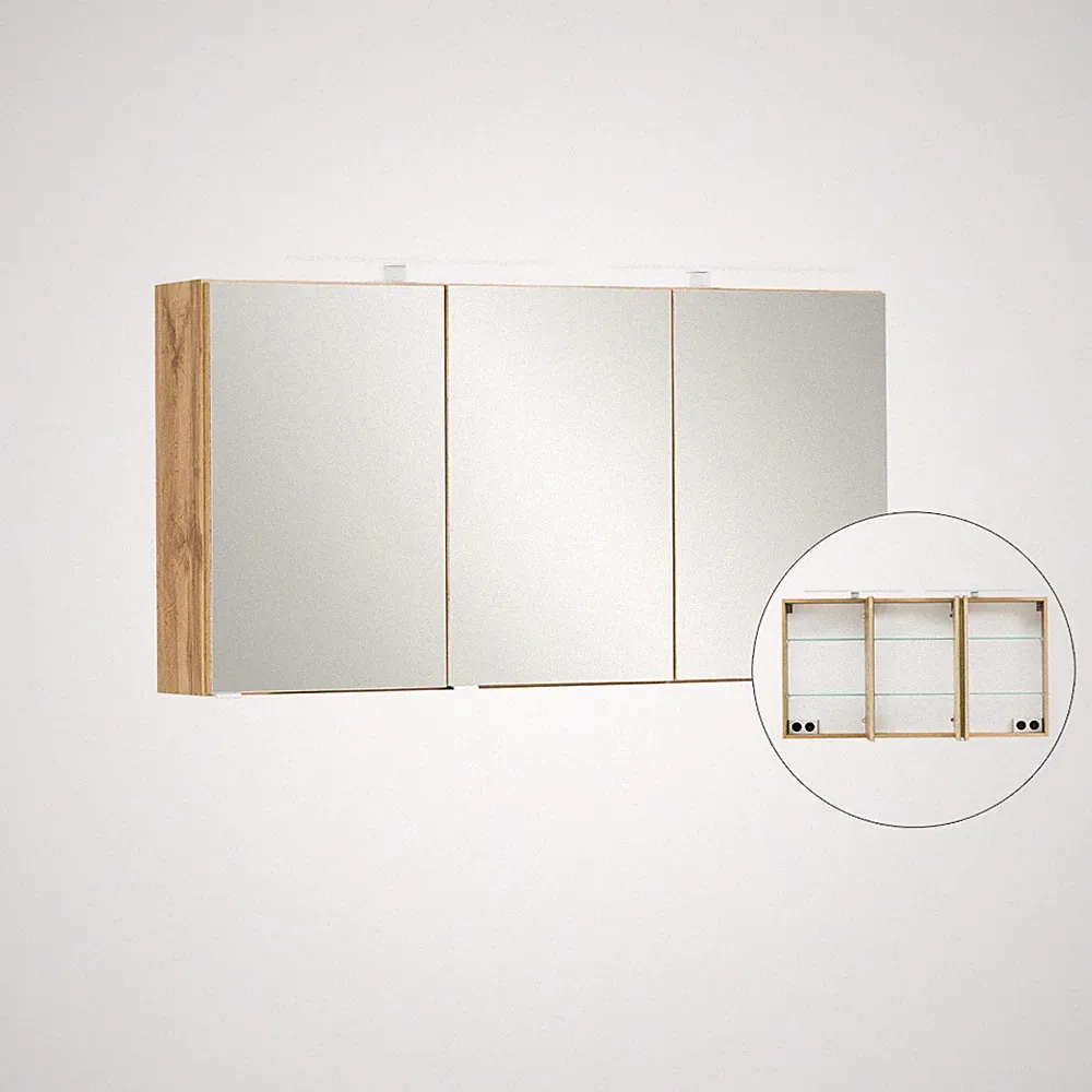 Bad Badezimmer Spiegelschrank Badezimmerschrank Badspiegel 3D LED 120 cm Schrank