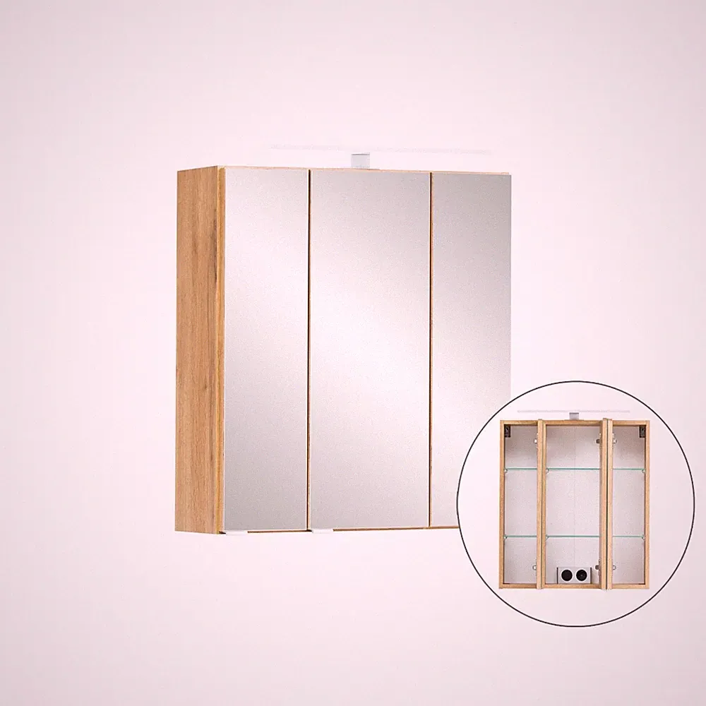 Bad Badezimmer Spiegelschrank Badezimmerschrank Badspiegel 3D LED 60 cm Schrank
