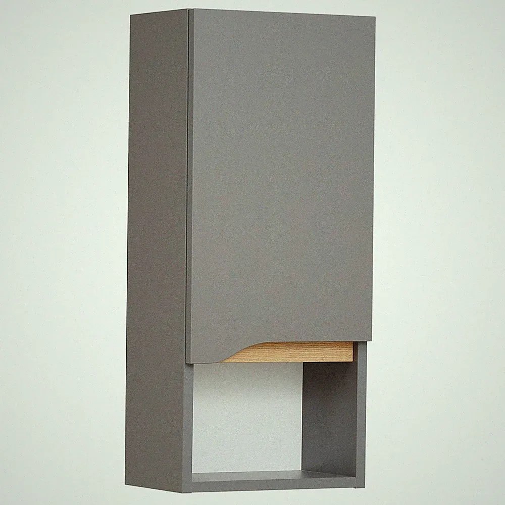 Bad Badezimmerschrank Badmöbel Hängeschrank Wandschrank grau Matt Eiche modern